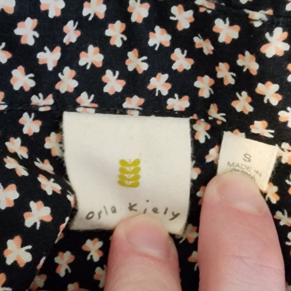 Uniqlo Orla Kiely Black Pink Floral Cotton Button Up Collared Shirt Size Small - Picture 9 of 14